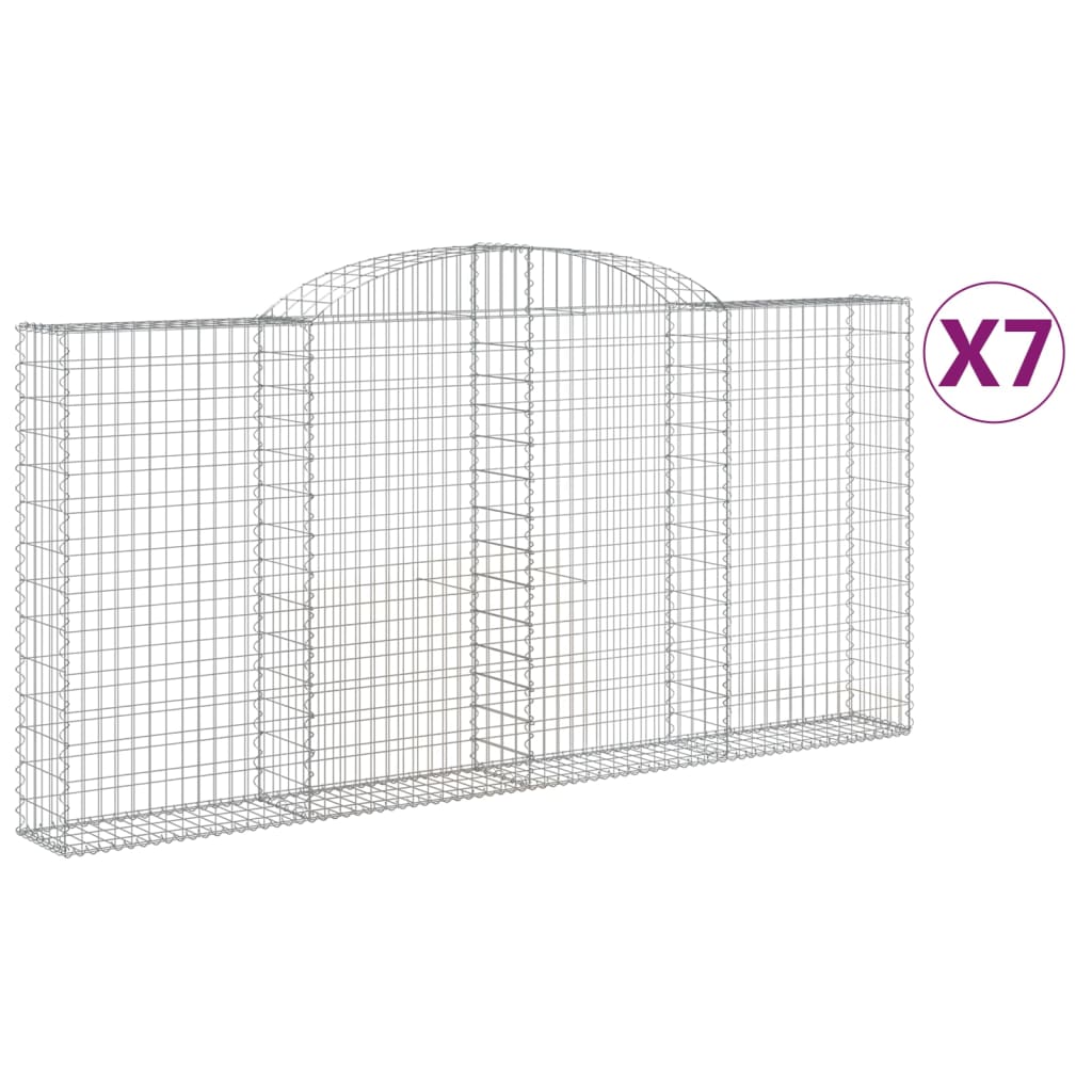 vidaXL Cestas de gaviones 7 uds forma de arco hierro 300x30x140/160 cm