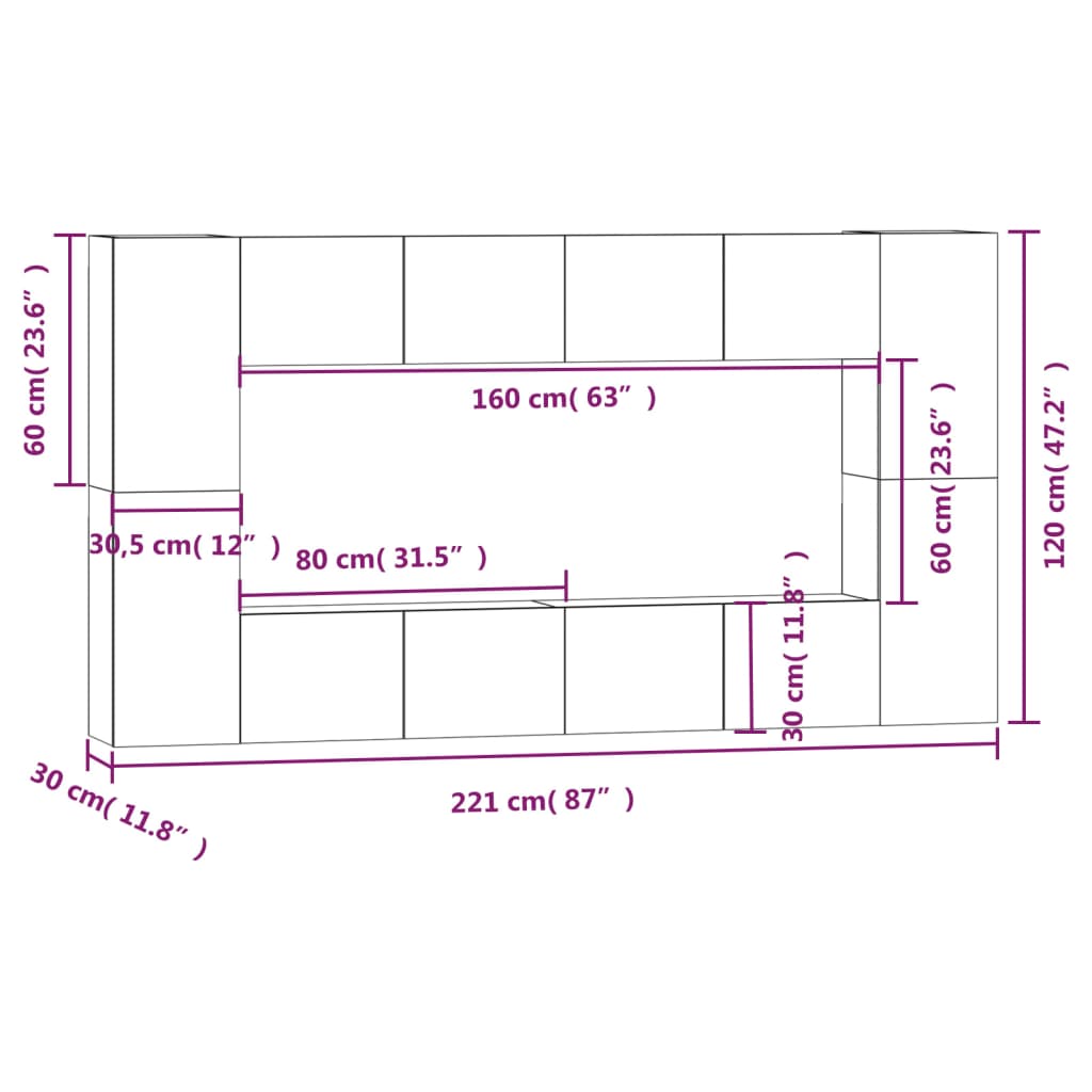 vidaXL Set de muebles para TV 8 pzas madera contrachapada roble marrón