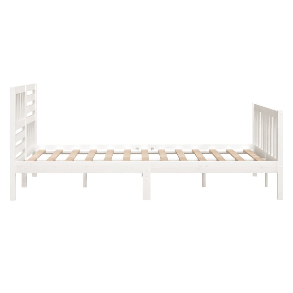 vidaXL Estructura de cama matrimonio madera maciza blanca 135x190 cm