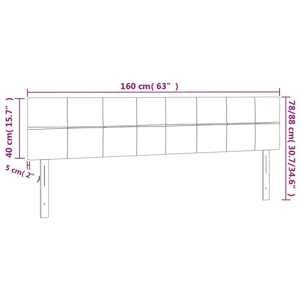 vidaXL Cabeceros 2 unidades de tela negro 80x5x78/88 cm