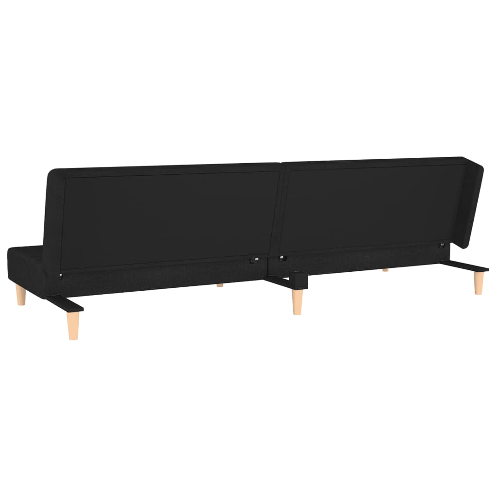 vidaXL Sofá cama de 2 plazas con dos almohadas tela negro