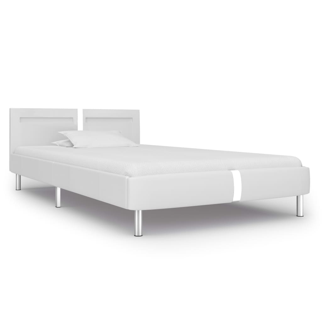 vidaXL Estructura de cama con LED sin colchón cuero blanco 90x200 cm