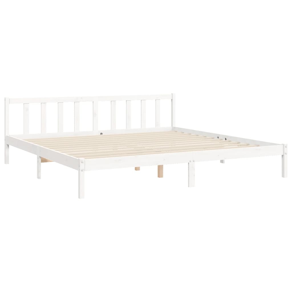 vidaXL Estructura de cama con cabecero madera maciza blanco 180x200 cm