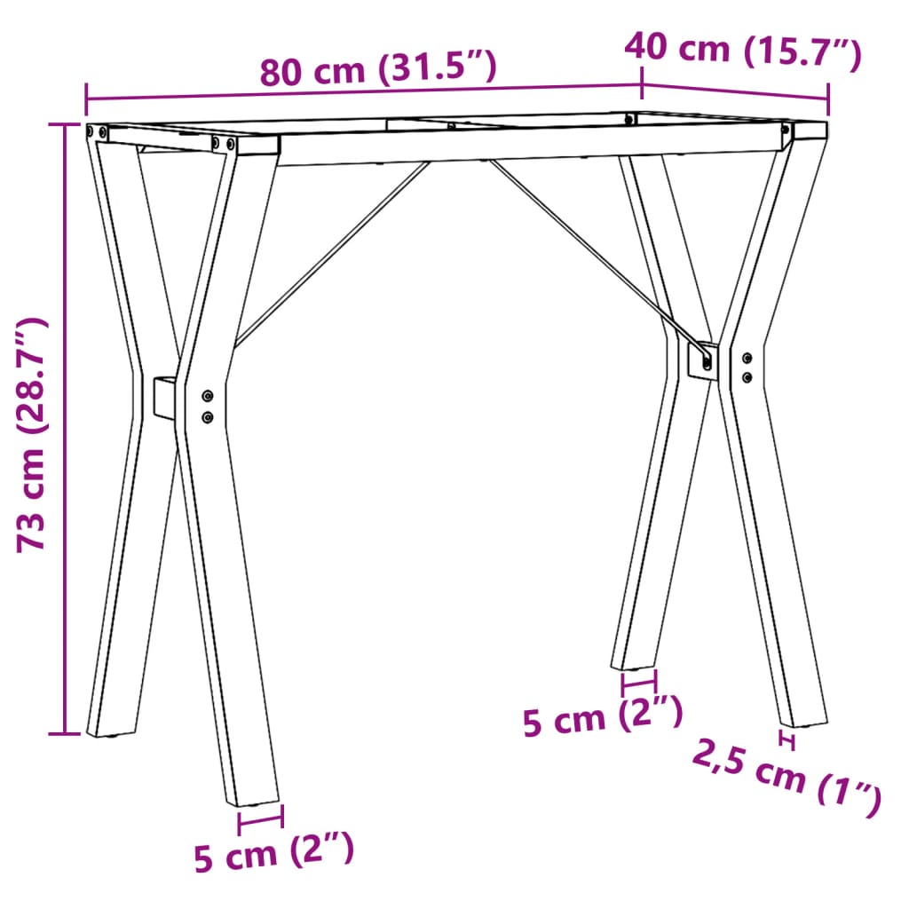 vidaXL Patas de mesa de comedor estructura Y hierro fundido 80x40x73cm