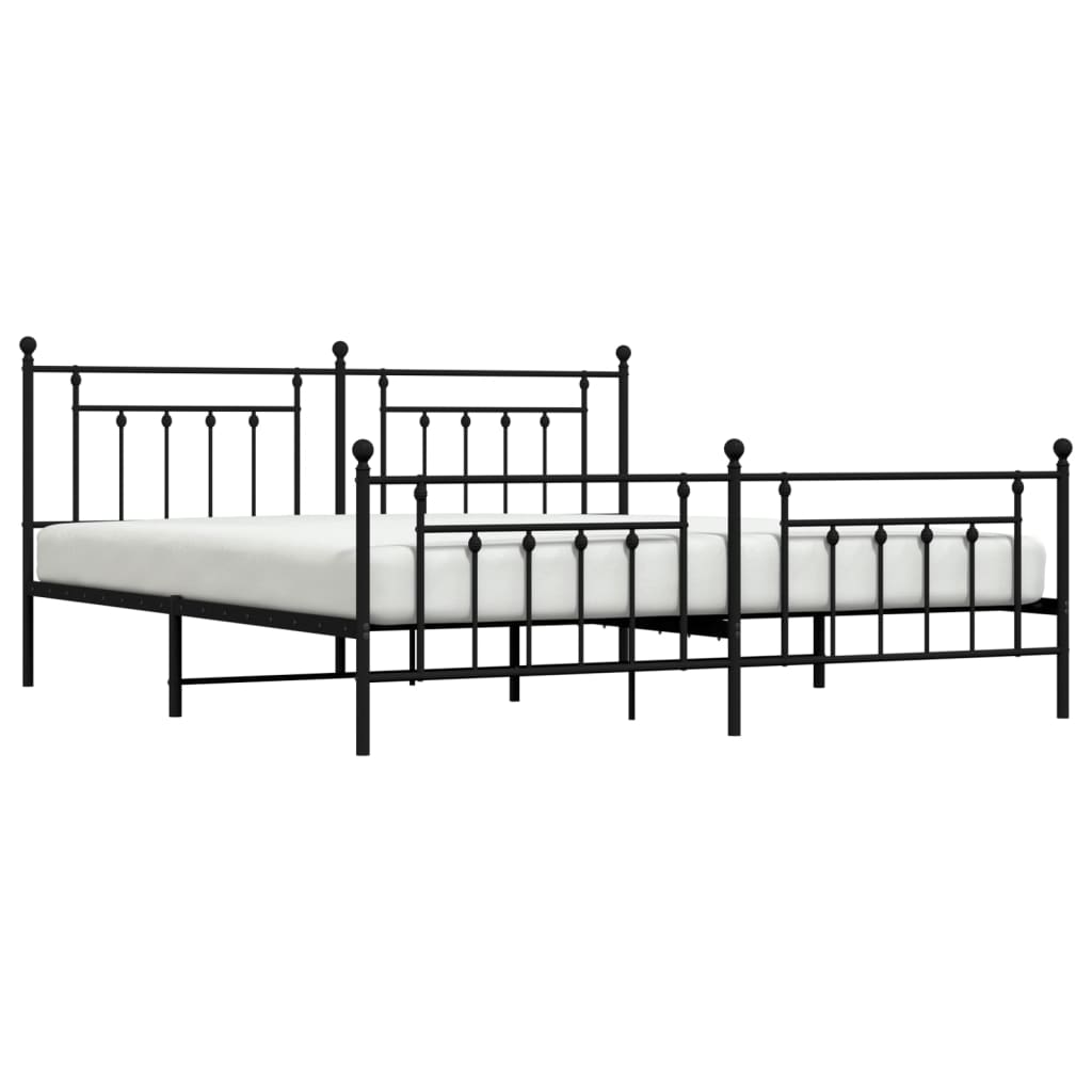 vidaXL Estructura de cama cabecero y estribo metal negro 200x200 cm