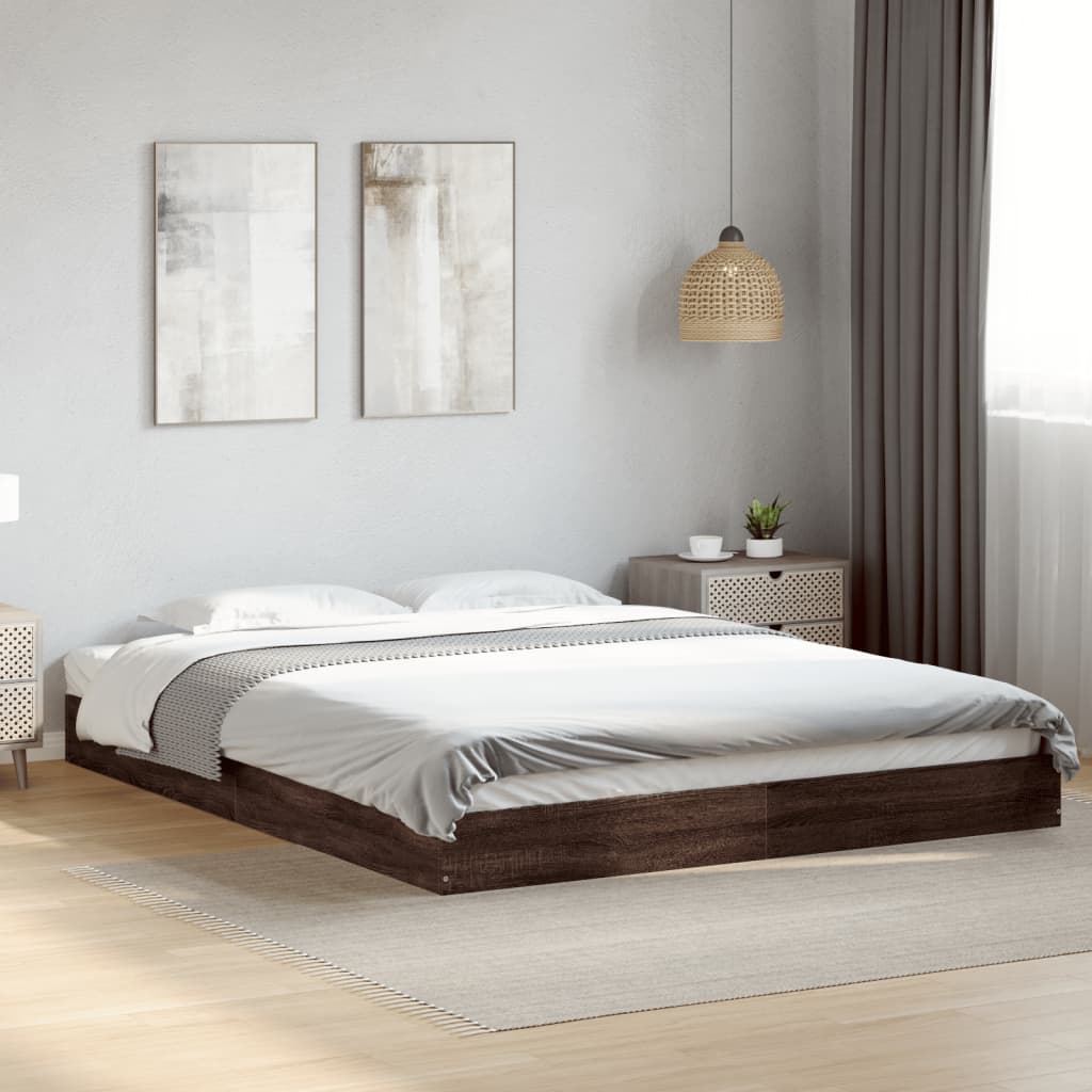 vidaXL Estructura de cama sin colchón madera marrón roble 150x200 cm