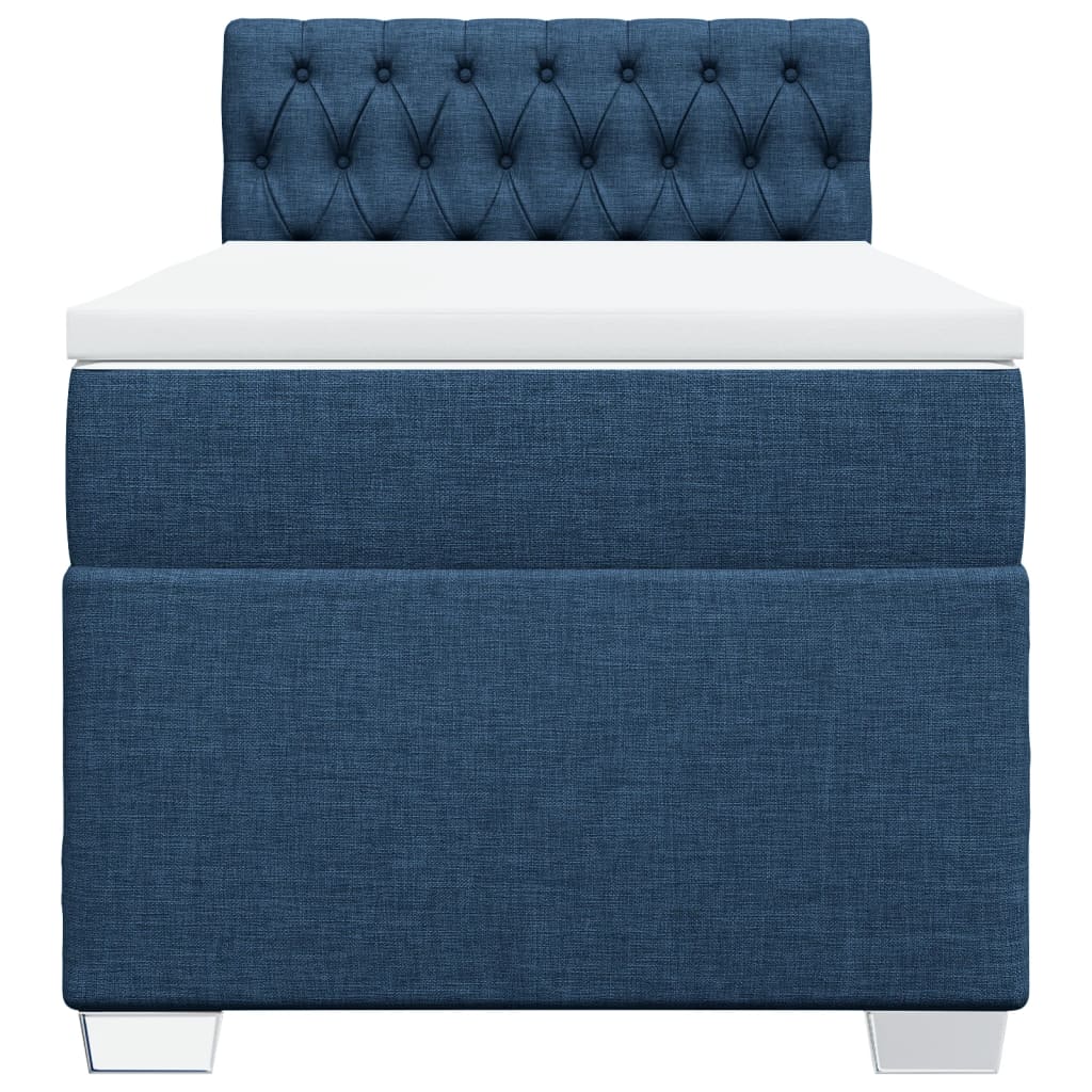 vidaXL Cama box spring con colchón tela azul 90x190 cm