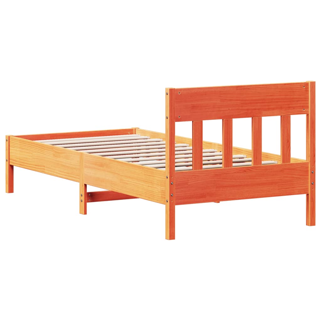 vidaXL Cama sin colchón madera maciza de pino marrón cera 100x200 cm