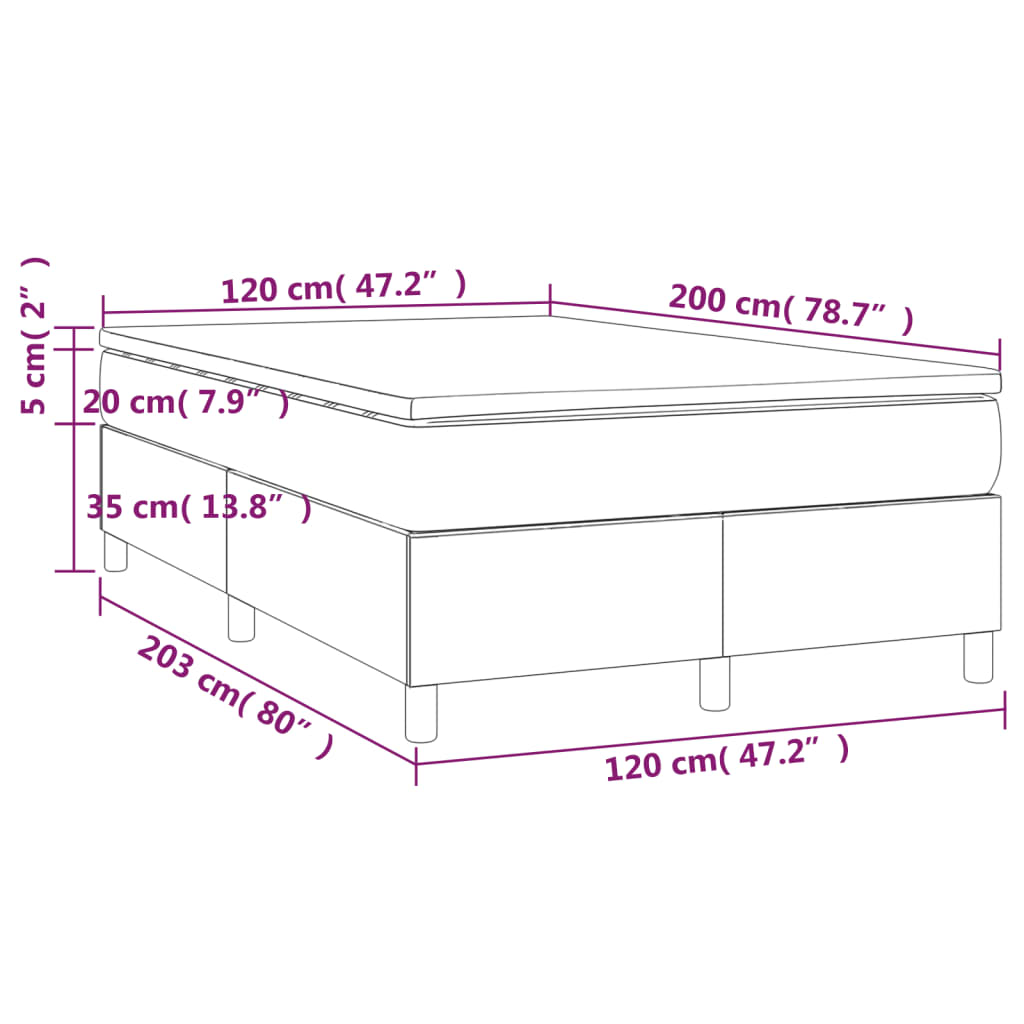 vidaXL Cama box spring con colchón terciopelo negro 120x200 cm