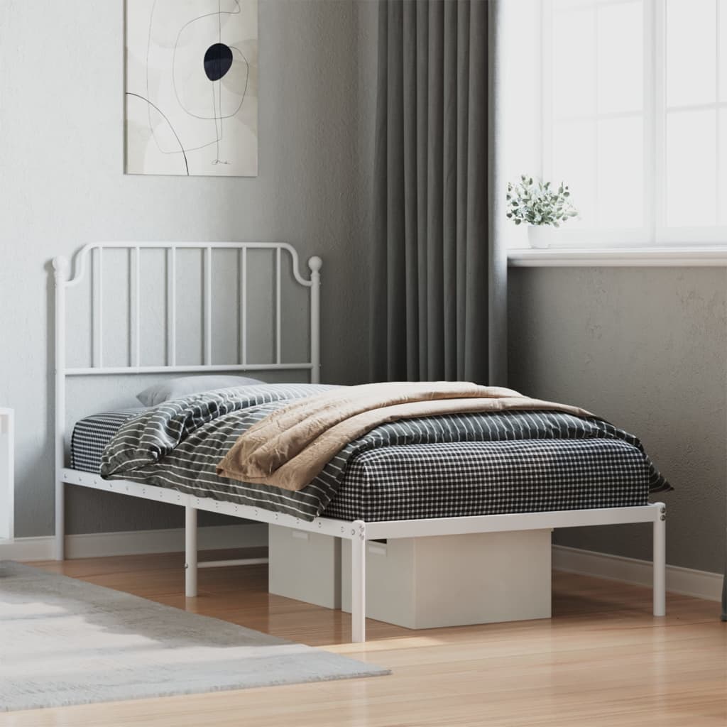 vidaXL Estructura cama sin colchón con cabecero metal blanco 90x190 cm