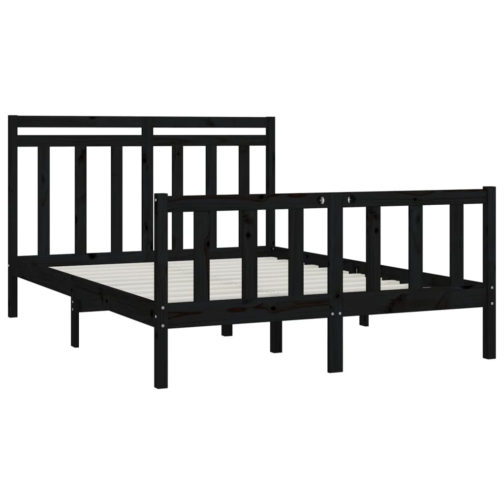 vidaXL Estructura de cama de madera maciza negra 140x200 cm