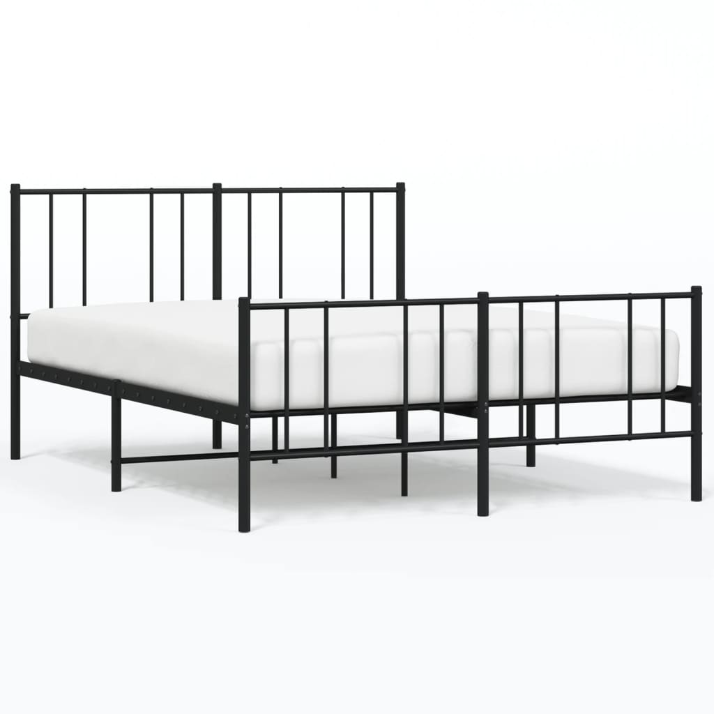 vidaXL Estructura cama sin colchón con estribo metal negro 140x190 cm