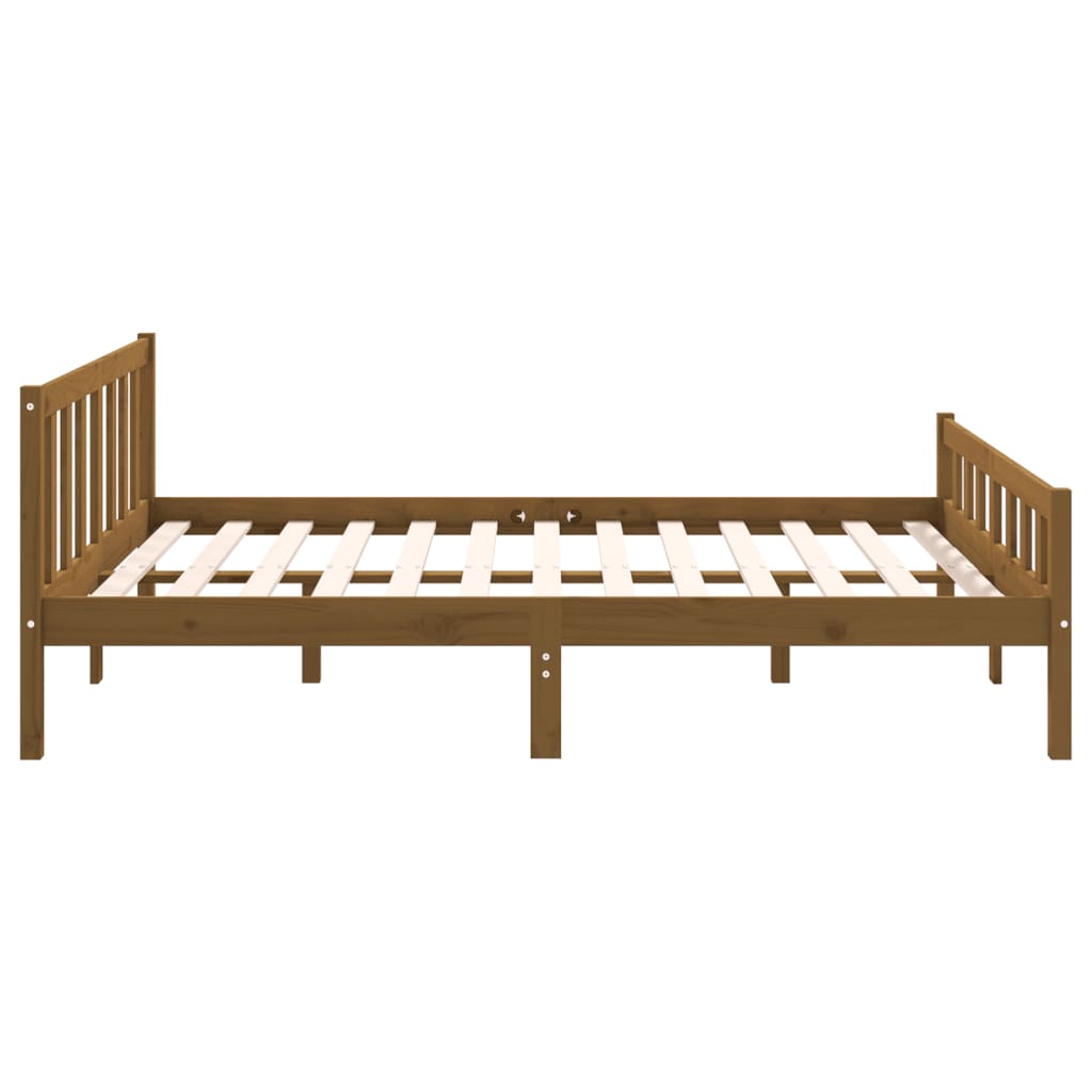 vidaXL Estructura de cama madera maciza marrón miel 140x190 cm