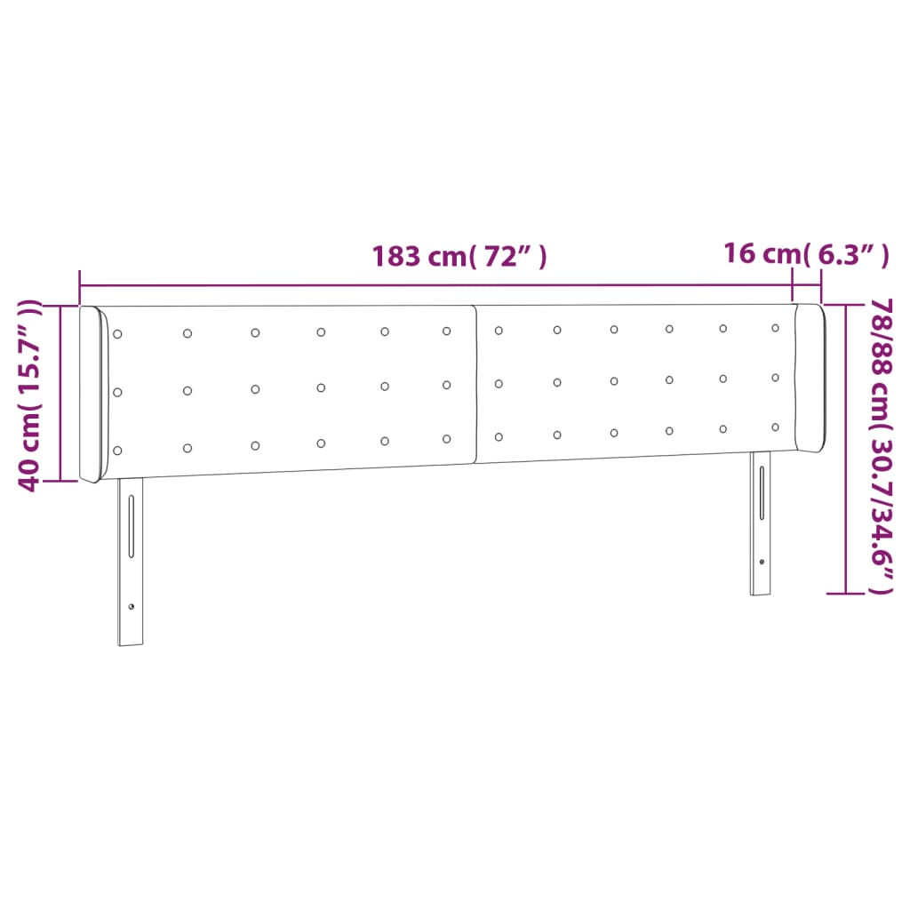 vidaXL Cabecero con LED cuero sintético capuchino 183x16x78/88 cm