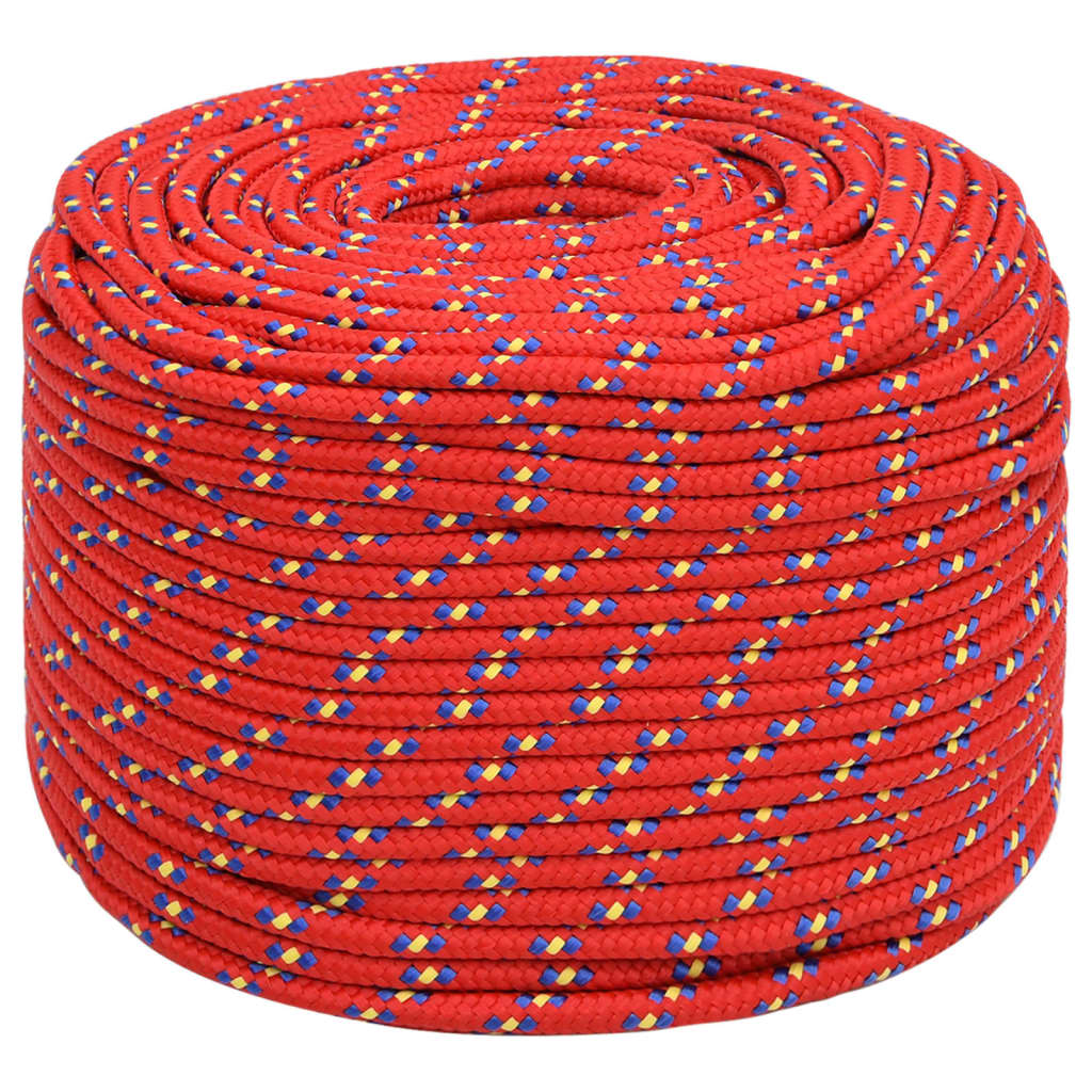 vidaXL Cuerda de barco polipropileno rojo 10 mm 25 m