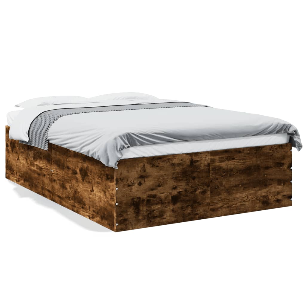 vidaXL Estructura de cama madera de ingeniería roble ahumado 140x190cm