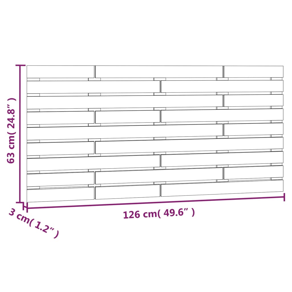 vidaXL Cabecero de cama de pared madera maciza de pino 126x3x63 cm