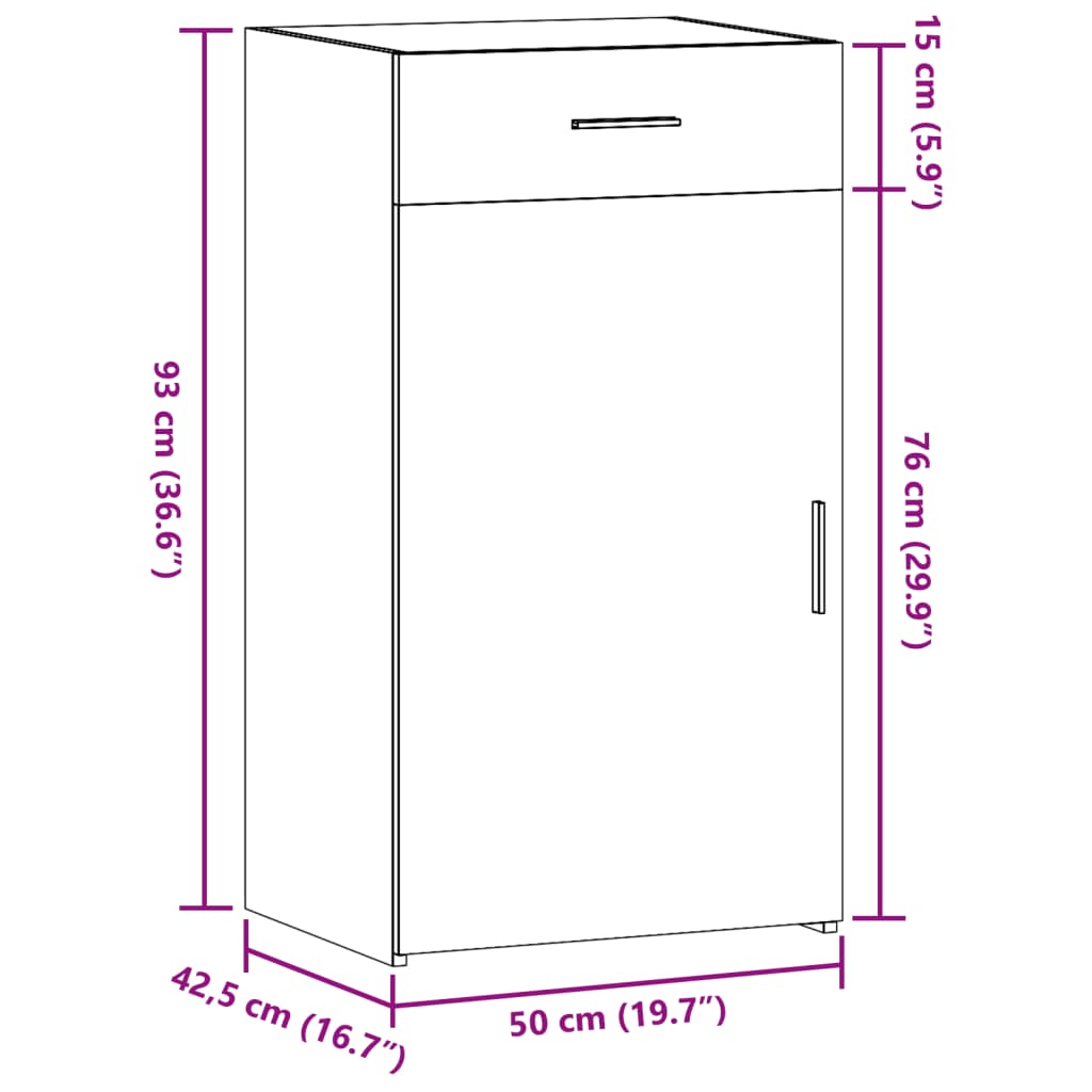 vidaXL Aparador de madera de ingeniería marrón roble 50x42,5x93 cm