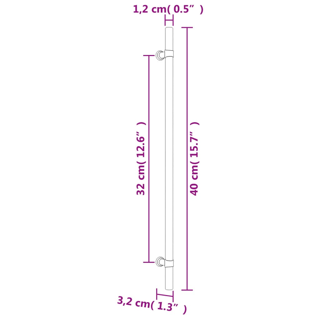 vidaXL Tiradores para armarios 5 uds acero inoxidable negro 320 mm