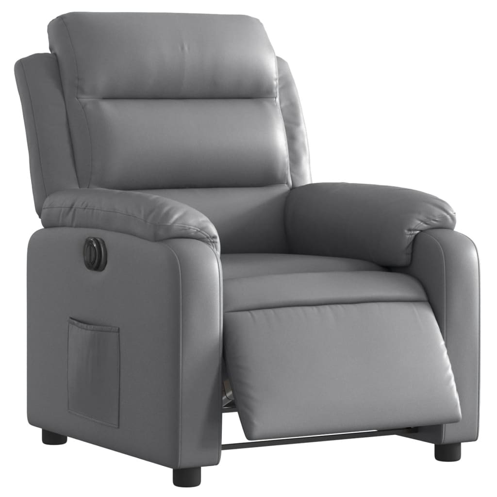 vidaXL Sillón reclinable eléctrico de cuero sintético gris