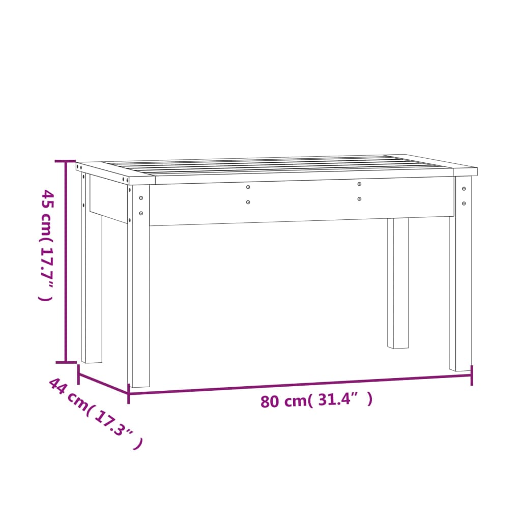 vidaXL Banco de jardín madera maciza abeto de Douglas 80x44x45 cm