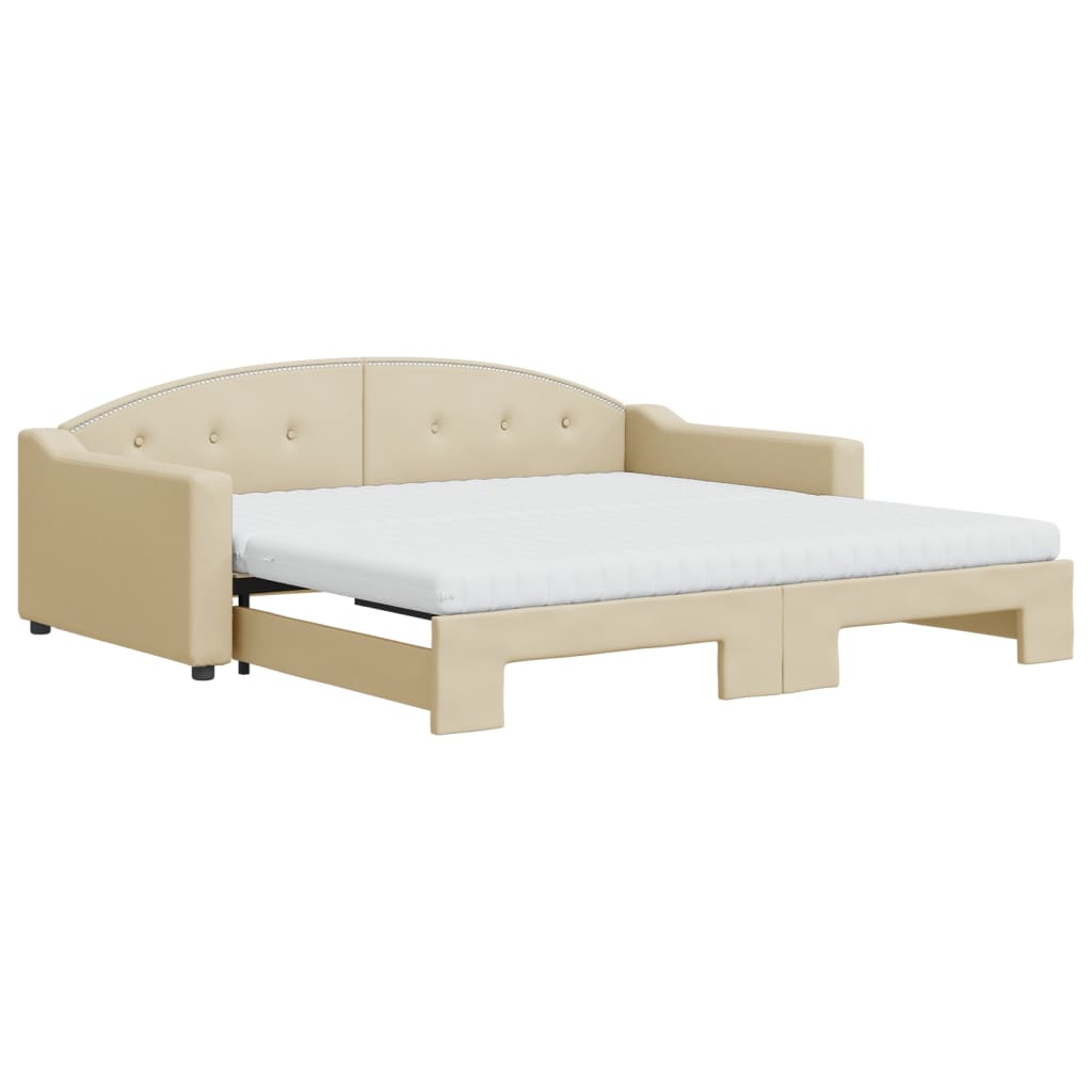 vidaXL Sofá cama nido con colchón tela crema 100x200 cm