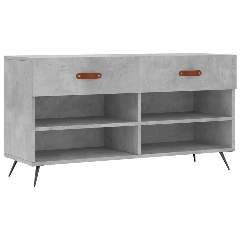 vidaXL Banco zapatero madera de ingeniería gris hormigón 102x35x55 cm