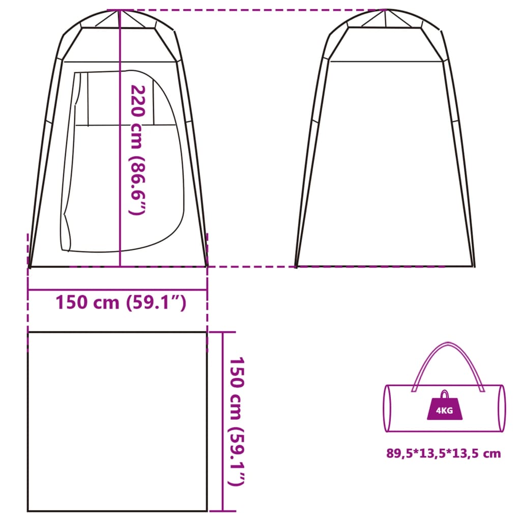 vidaXL Tienda cambiador privacidad liberación rápida impermeable azul