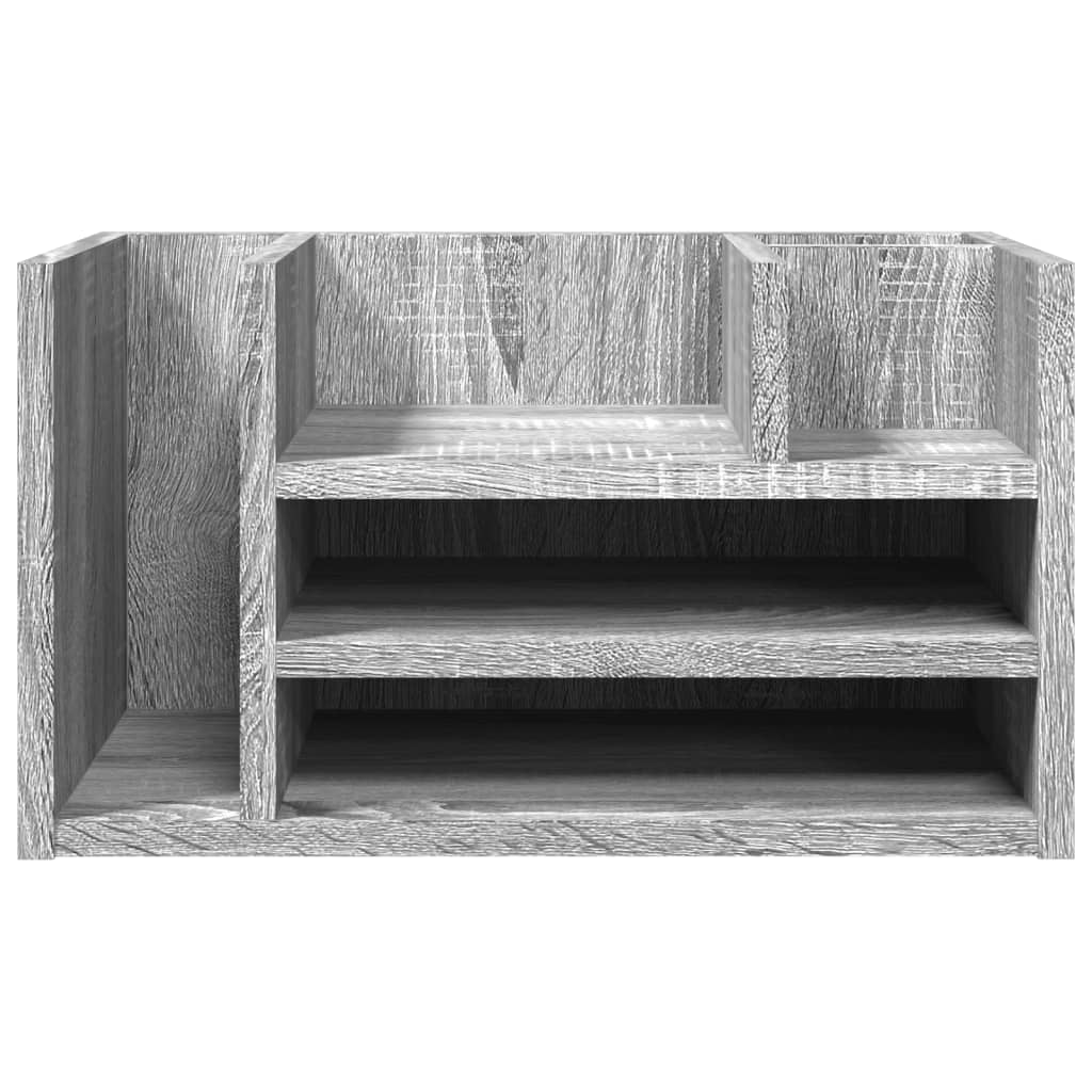 vidaXL Organizador escritorio madera ingeniería gris 44,5x24x25 cm