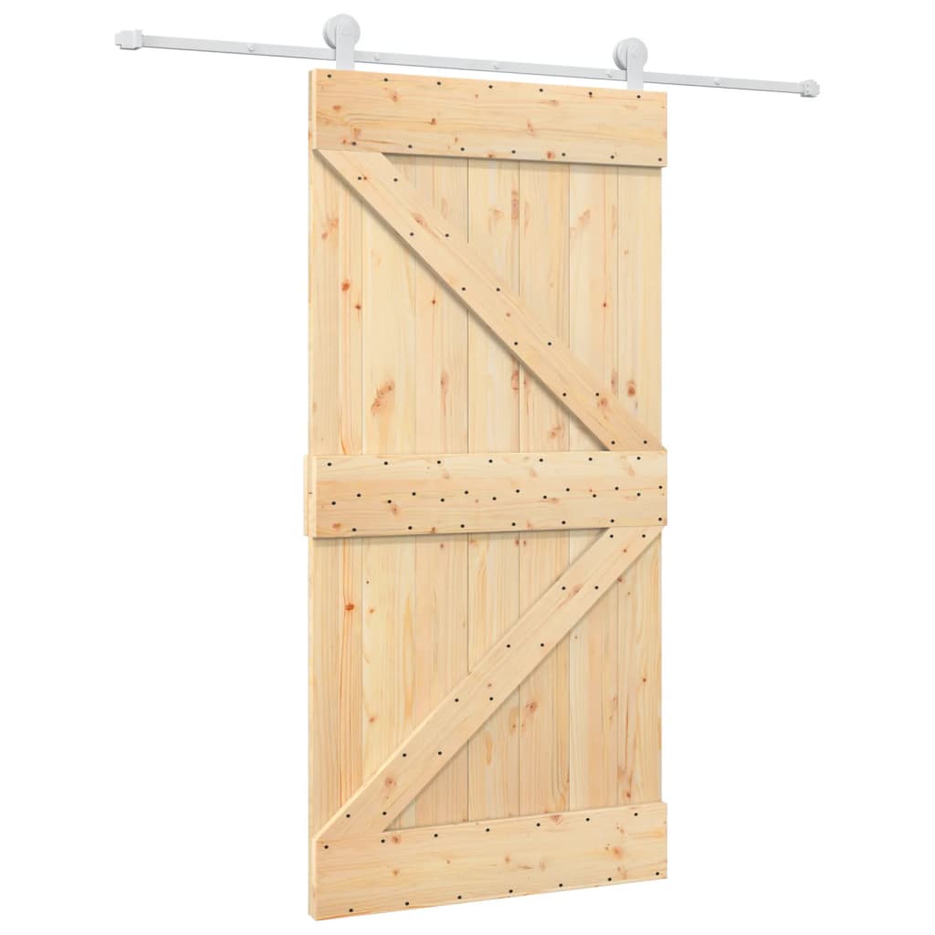 vidaXL Puerta corredera con herrajes madera maciza de pino 100x210 cm