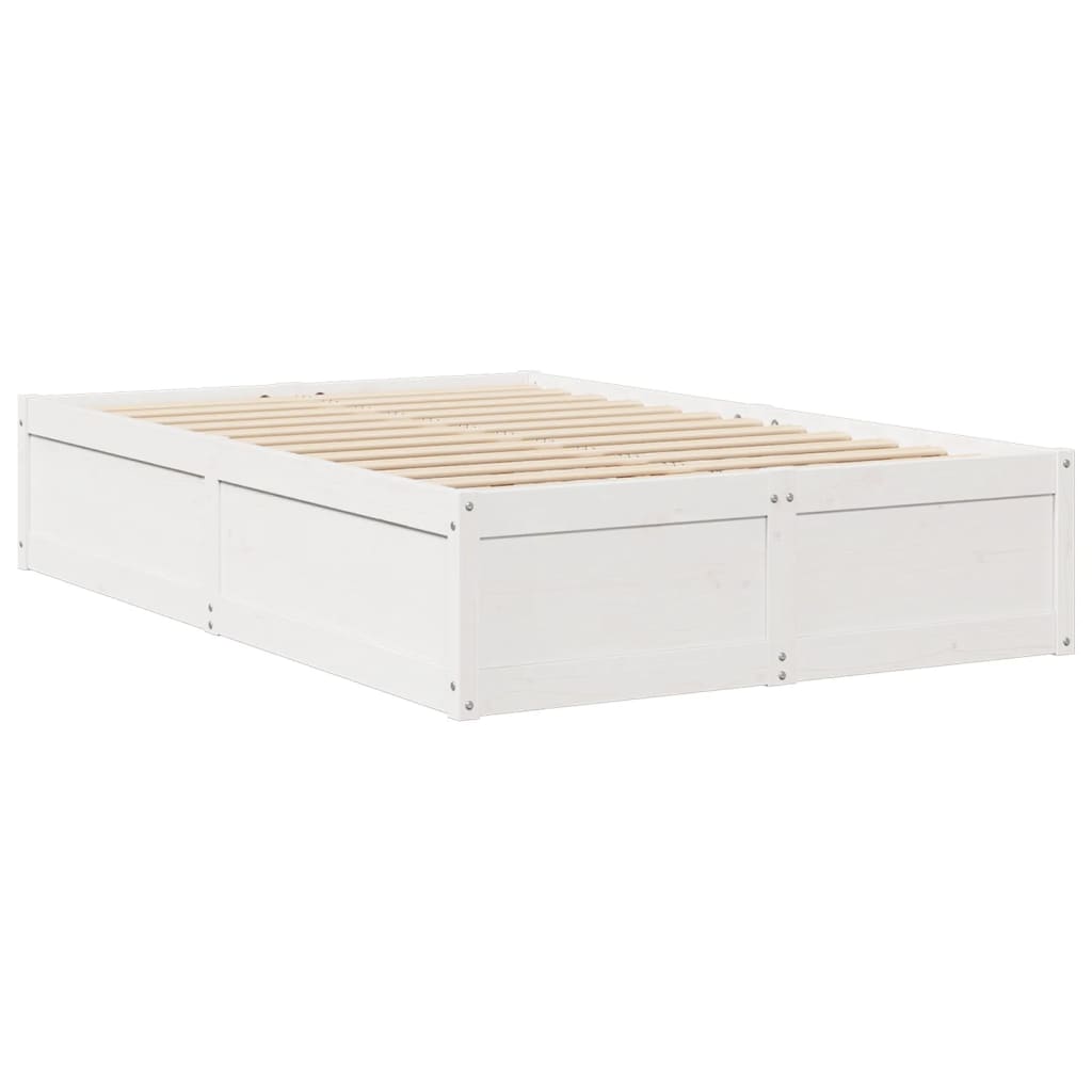 vidaXL Cama con colchón madera maciza de pino blanco 120x200 cm