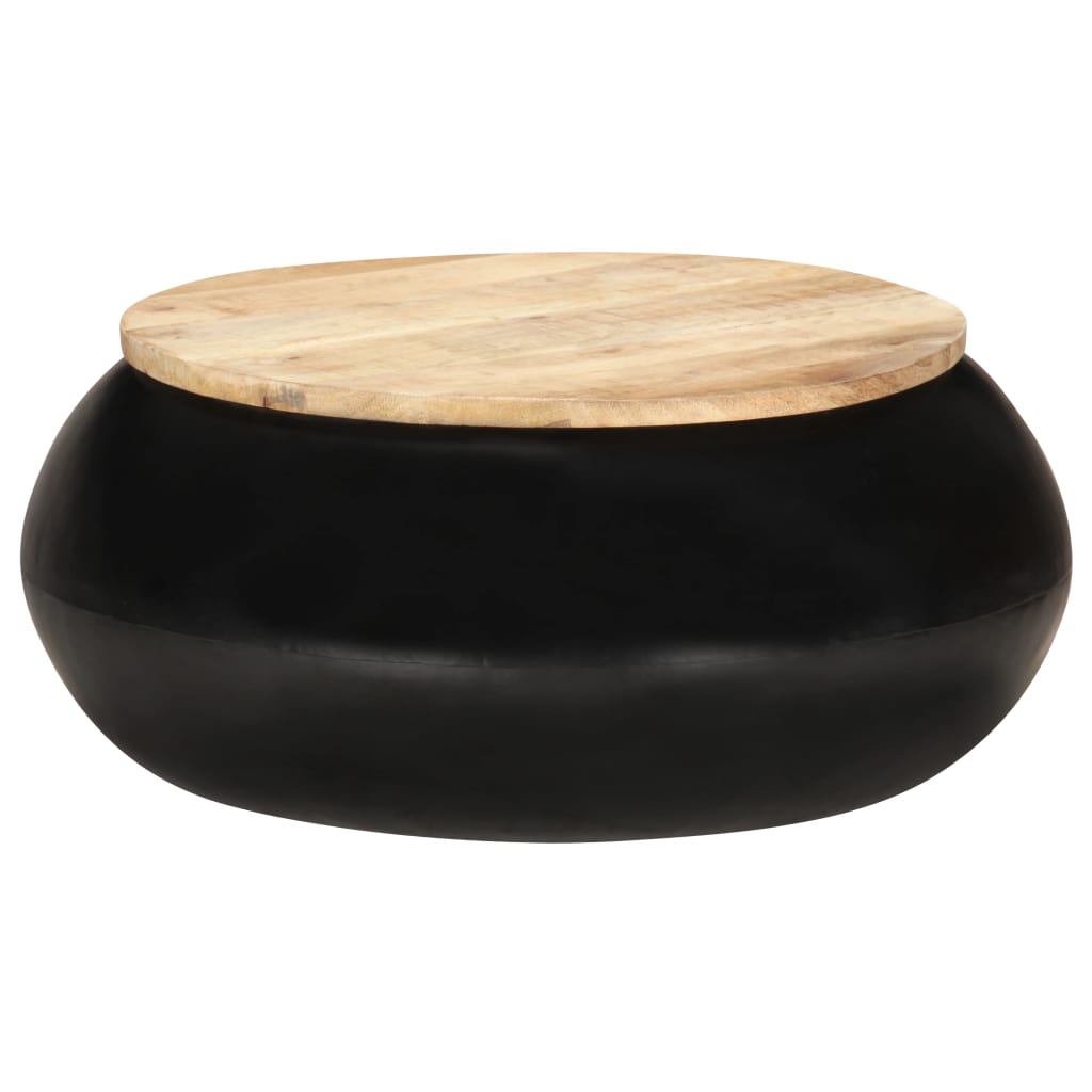 vidaXL Mesa de centro de madera maciza de mango negra 68x68x30 cm