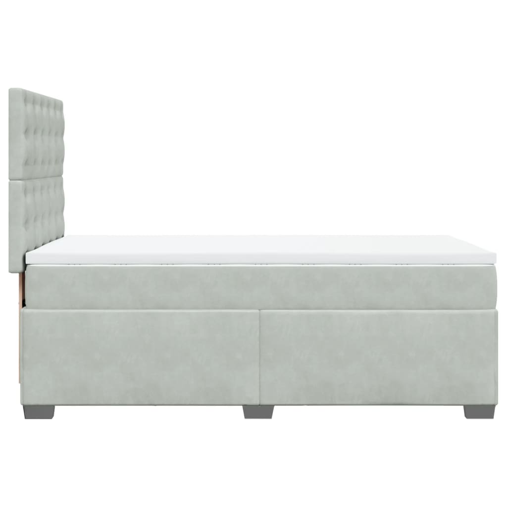 vidaXL Cama box spring con colchón terciopelo gris claro 100x200 cm