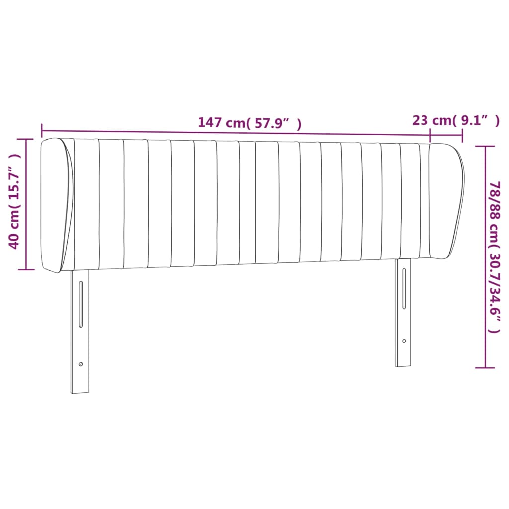 vidaXL Cabecero de tela negro 147x23x78/88 cm