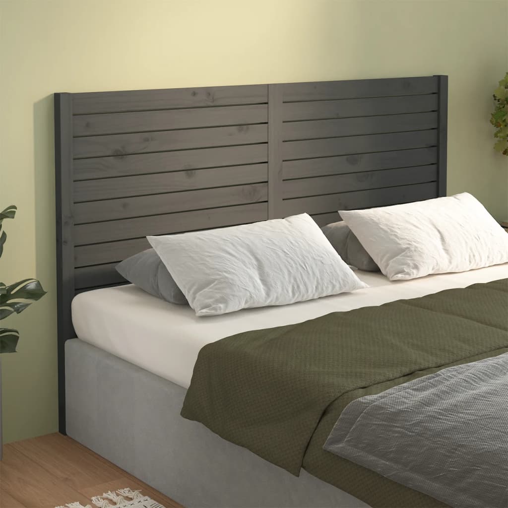 vidaXL Cabecero de cama madera maciza de pino gris 126x4x100 cm