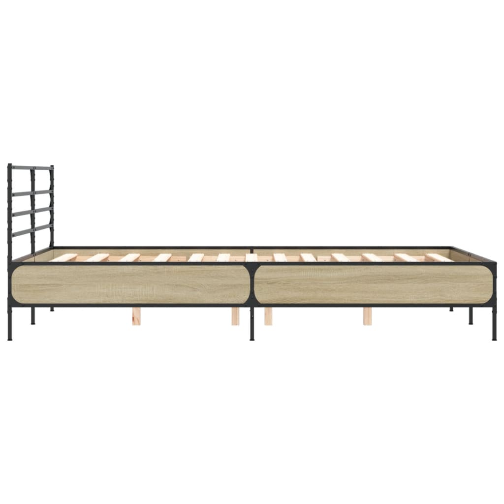 vidaXL Estructura cama madera ingeniería metal roble Sonoma 135x190 cm