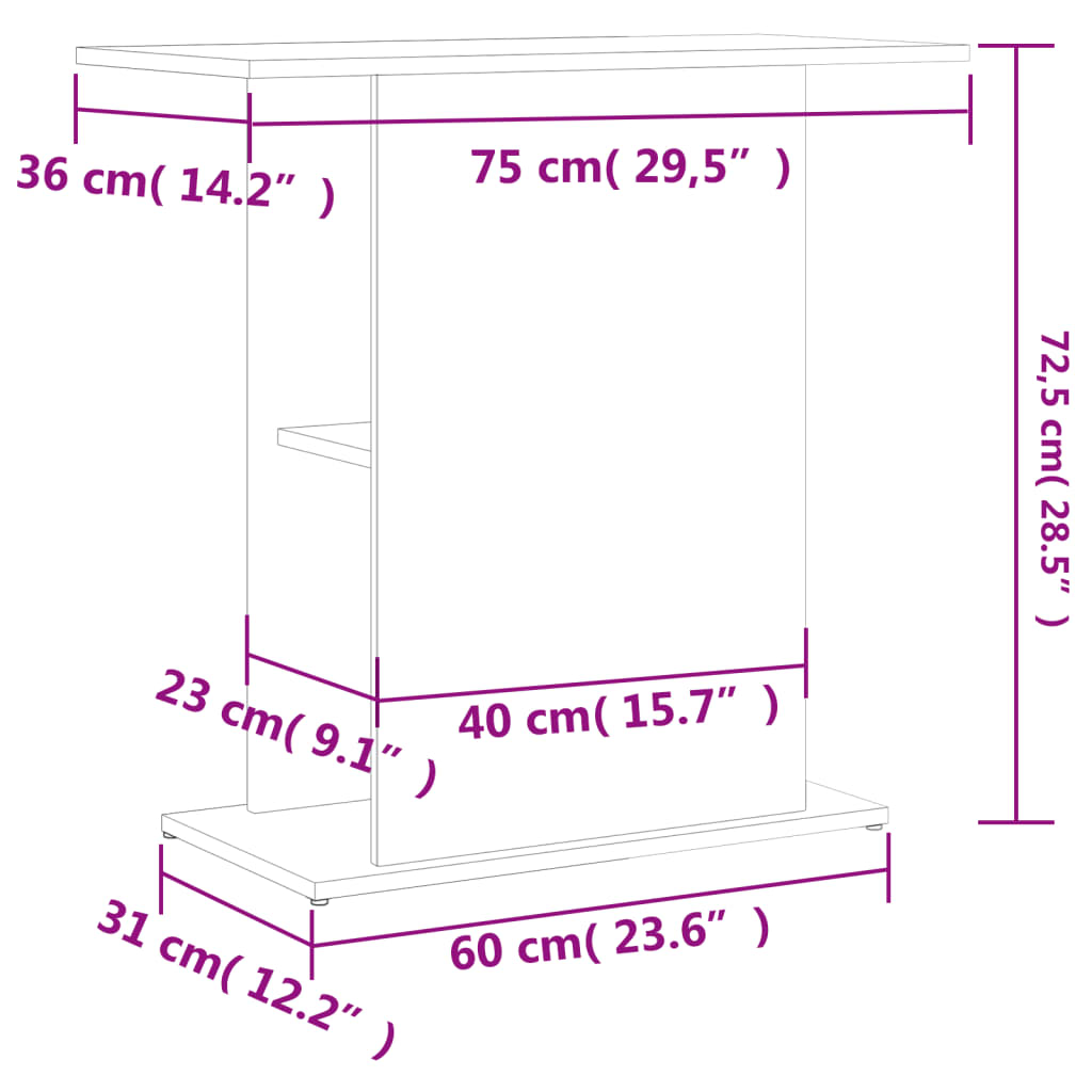 vidaXL Soporte para acuario madera de ingeniería blanco 75x36x72,5 cm