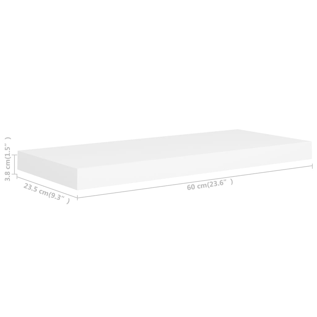 vidaXL Estante flotante de pared 4 uds MDF blanco 60x23,5x3,8 cm