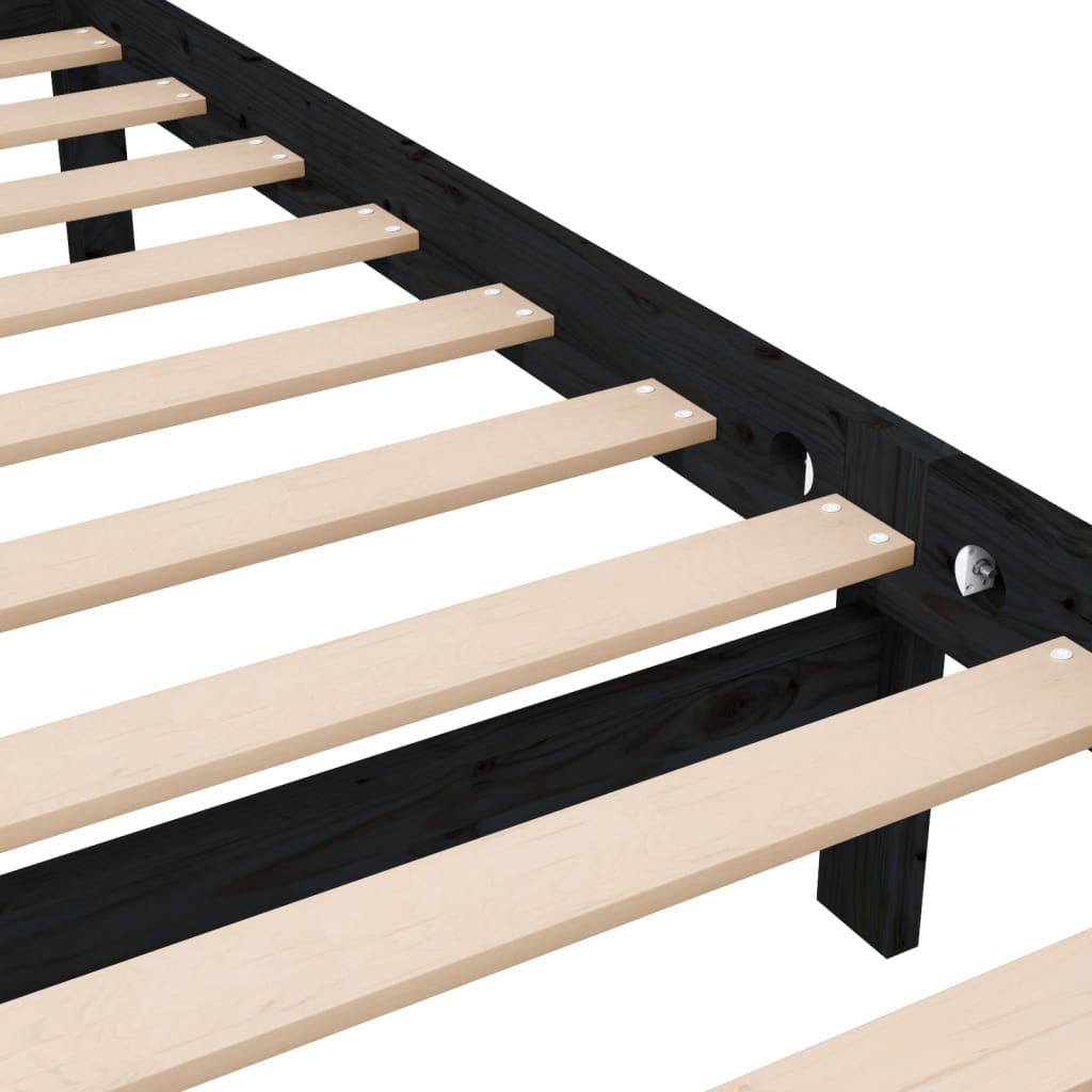 vidaXL Estructura de cama de madera maciza negra 120x200 cm