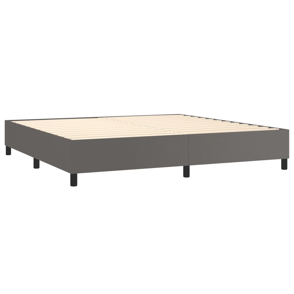 vidaXL Cama box spring con colchón cuero sintético gris 200x200 cm