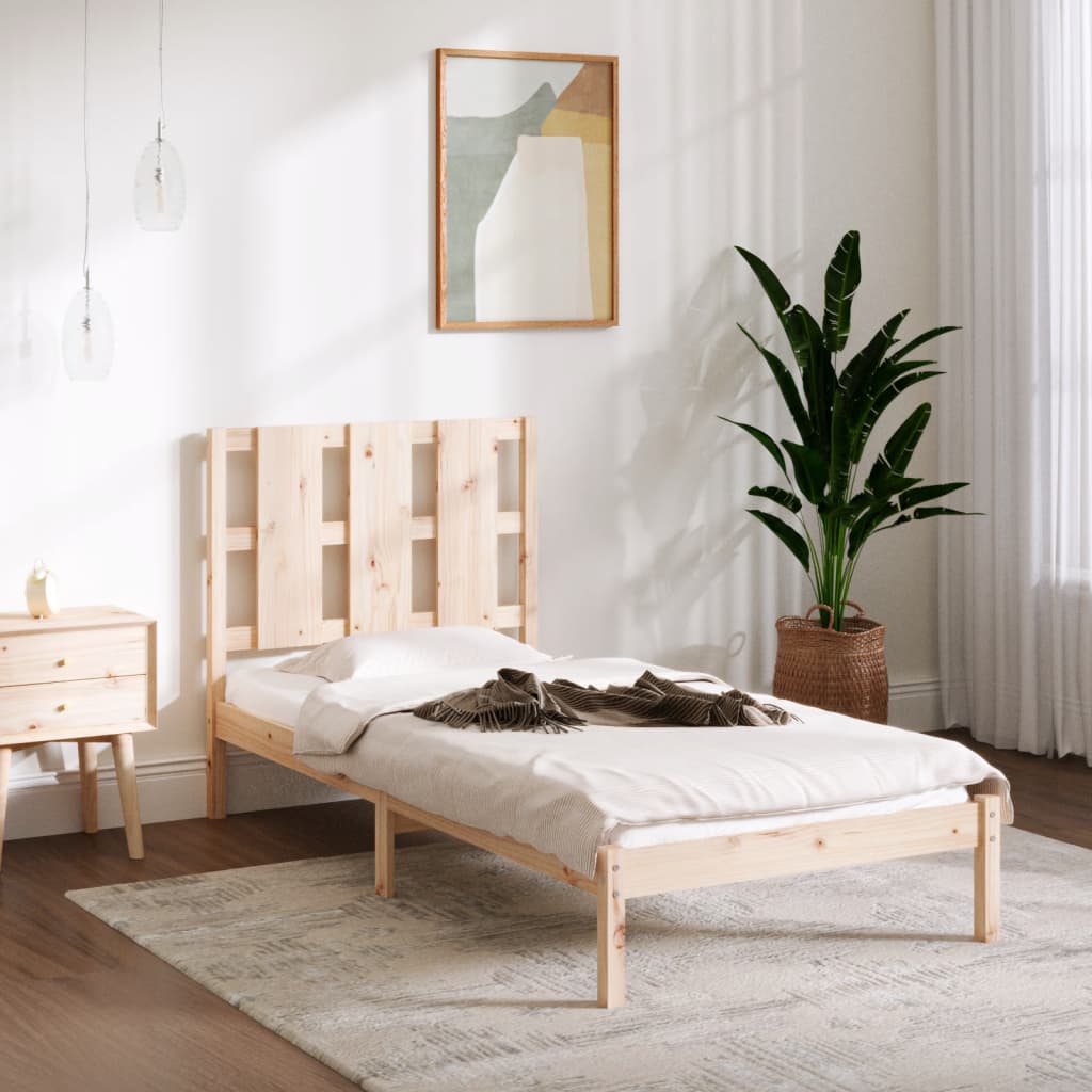 vidaXL Estructura de cama madera maciza 90x190 cm