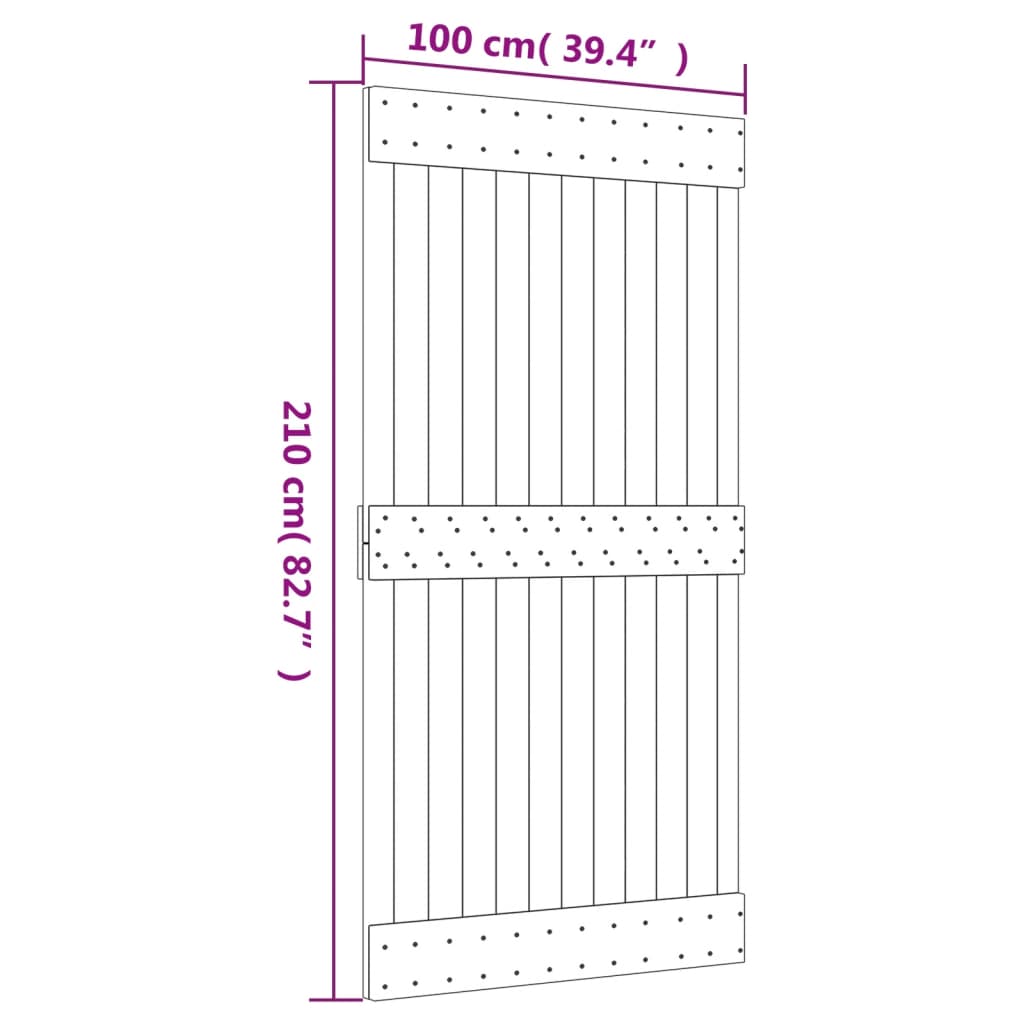 vidaXL Puerta corredera con herrajes madera maciza de pino 100x210 cm