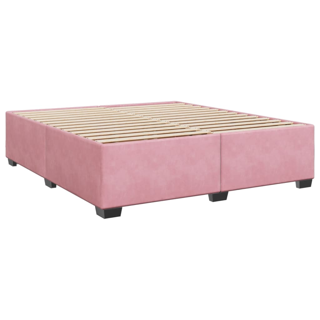 vidaXL Cama box spring con colchón terciopelo rosa 200x200 cm