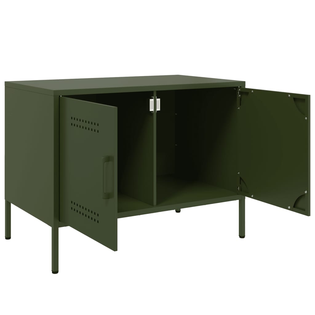 vidaXL Mueble de TV de acero verde oliva 68x39x50,5 cm