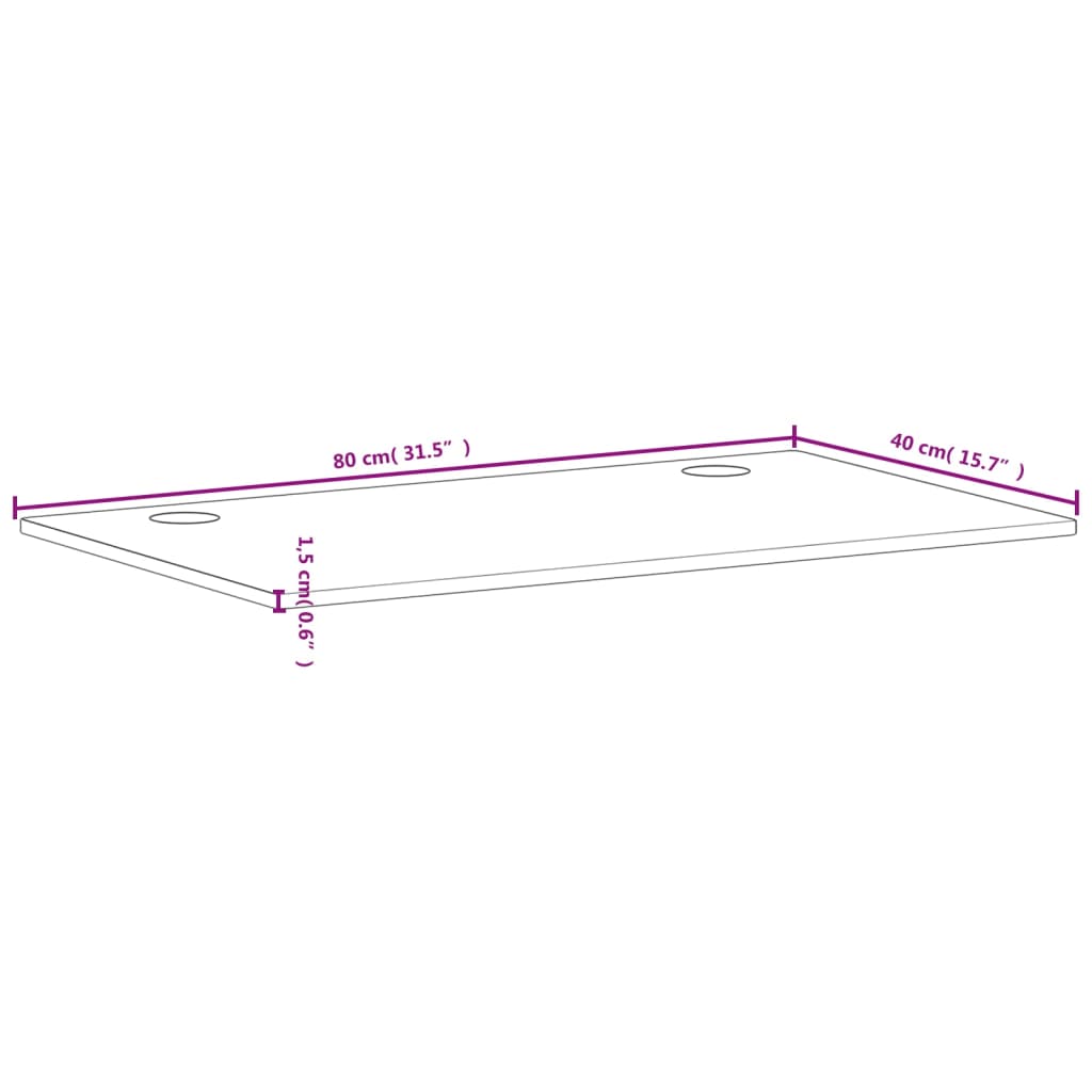 vidaXL Tablero de escritorio madera maciza de haya 80x40x1,5 cm