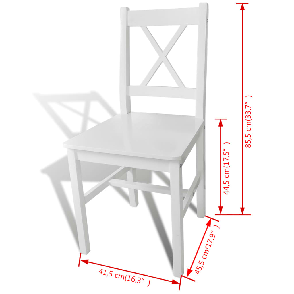 vidaXL Sillas de comedor 2 unidades madera de pino blanco