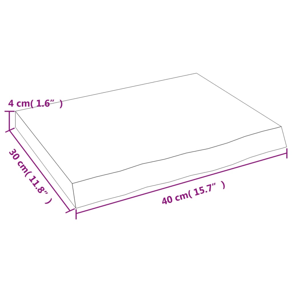 vidaXL Encimera de baño madera maciza sin tratar 40x30x(2-4) cm