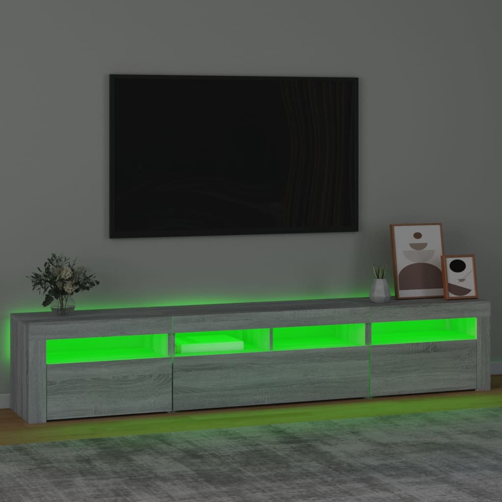 vidaXL Mueble de TV con luces LED gris Sonoma 210x35x40 cm