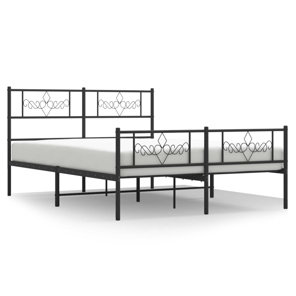 vidaXL Estructura cama sin colchón con estribo metal negro 120x200 cm