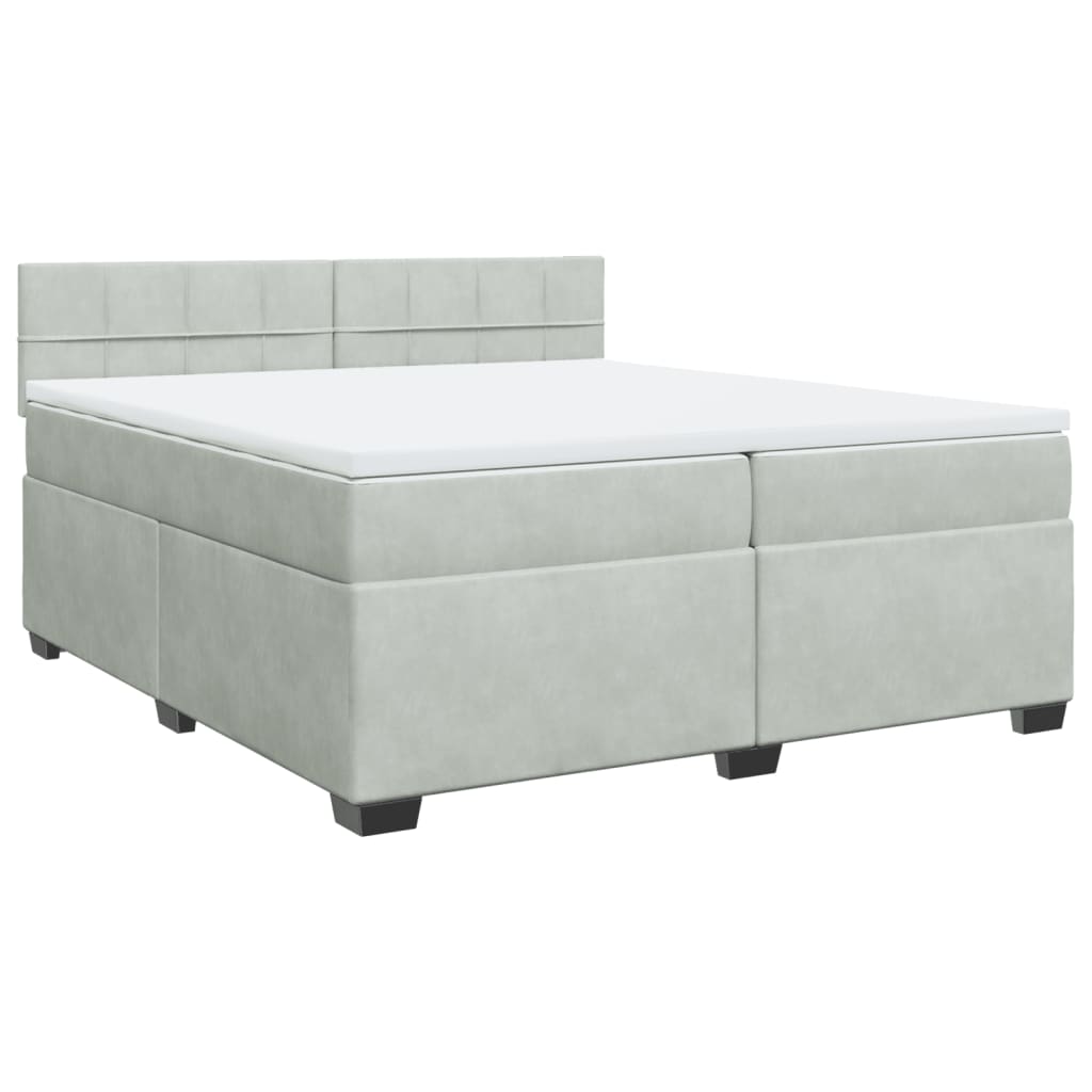 vidaXL Cama box spring con colchón terciopelo gris claro 200x200 cm